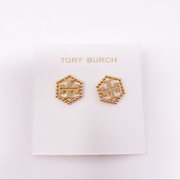 Milgrain Hex Stud Earrings - Picture 7 of 9